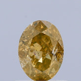 0.70 Carat Natural Fancy Deep Brown Yellow color Diamond ,Oval Modified Brilliant Cut Diamond , i1 Clarity ,yellow diamond
