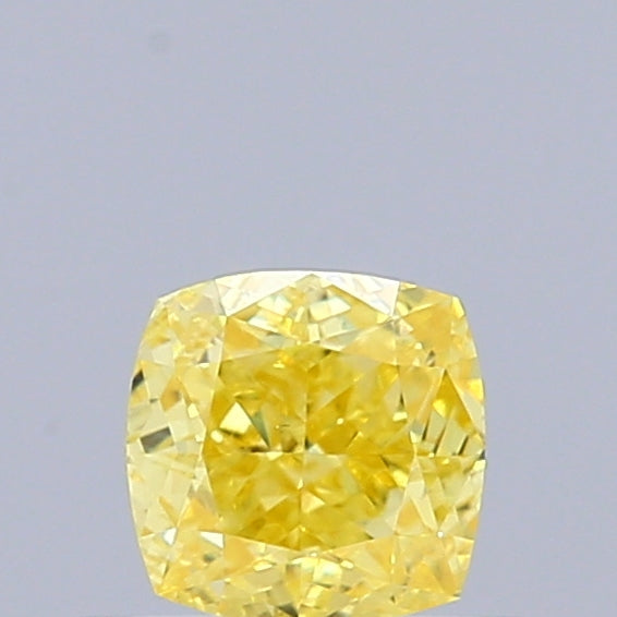 0.51 Carat Natural Fancy Vivid Yellow color Diamond ,Cushion Modified Brilliant Cut Diamond , Vs1 Clarity