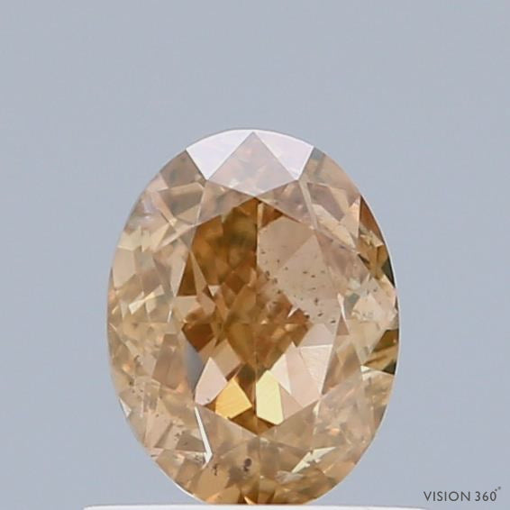 0.93 Carat Natural Fancy Deep Brownish Orangy Yellow color Diamond ,Oval Modified Brilliant Cut Diamond , Vs1 Clarity