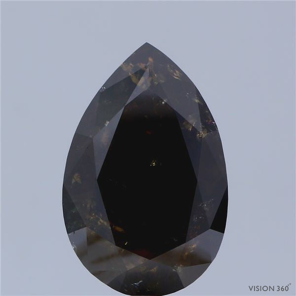 6.28 Carat Natural Fancy Dark Yellowish Brown color Diamond ,Pear Modified Brilliant Cut Diamond , i3 Clarity