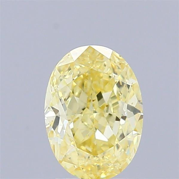 0.61 Carat Natural Fancy Intense Yellow color Diamond, Oval Modified Brilliant Cut Diamond, Vs1 Clarity