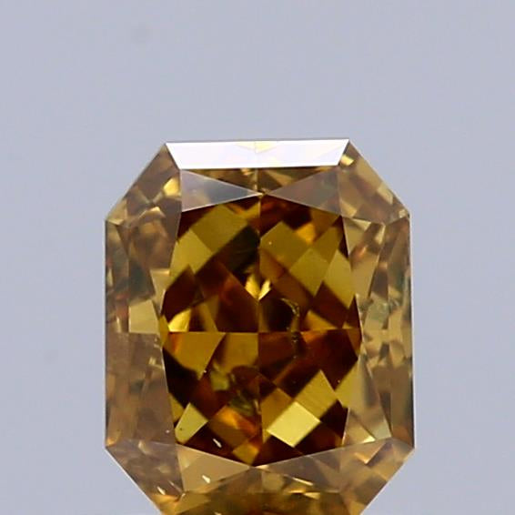 0.81 Carat Natural Fancy Deep Brown Yellow color Diamond ,Radiant Modified Brilliant Cut Diamond , Si1 Clarity ,yellow diamond