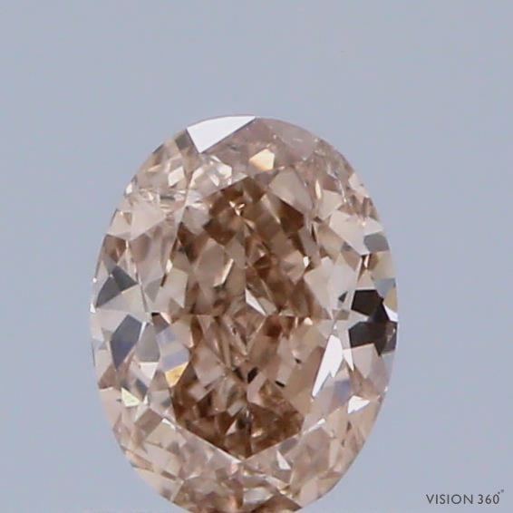 0.42 Carat Natural Fancy Pink Brown color Diamond ,Oval Modified Brilliant Cut Diamond , Si2 Clarity