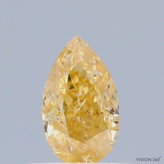 0.28 Carat Natural Fancy Intense Orange Yellow color Diamond ,Pear Modified Brilliant Cut Diamond , i1 Clarity , for jewellery