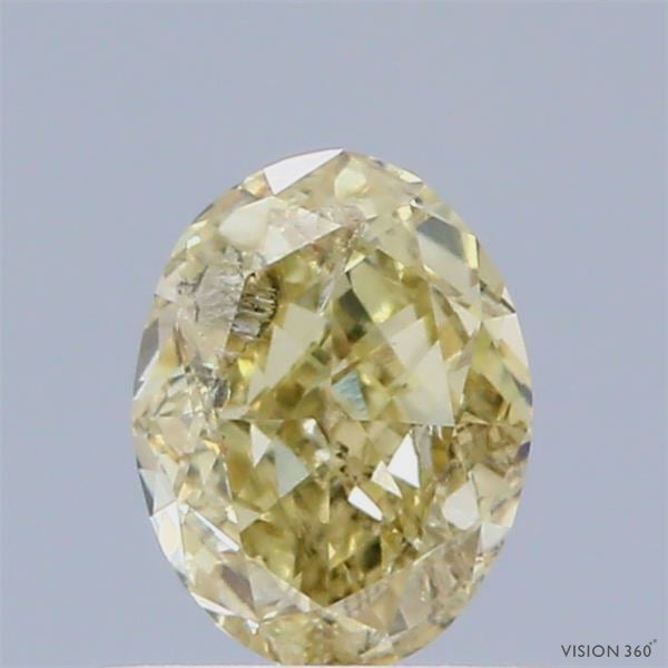 0.57 Carat Natural Fancy Yellow color Diamond ,Oval Modified Brilliant Cut Diamond , i1 Clarity