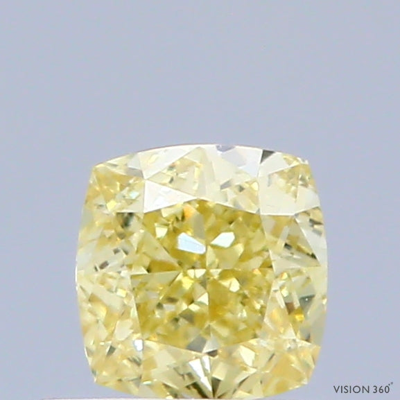 0.53 Carat Natural Fancy Intense Yellow color Diamond ,Cushion Modified Brilliant Cut Diamond , Vvs1 Clarity