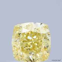 0.53 Carat Natural Fancy Intense Yellow color Diamond ,Cushion Modified Brilliant Cut Diamond , Vvs1 Clarity