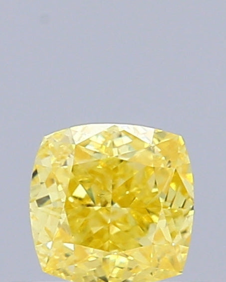 0.51 Carat Natural Fancy Vivid Yellow color Diamond ,Cushion Modified Brilliant Cut Diamond , Vs1 Clarity