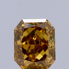 0.81 Carat Natural Fancy Deep Brown Yellow color Diamond ,Radiant Modified Brilliant Cut Diamond , Si1 Clarity ,yellow diamond