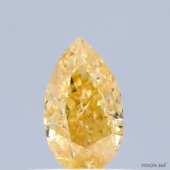 0.28 Carat Natural Fancy Intense Orange Yellow color Diamond ,Pear Modified Brilliant Cut Diamond , i1 Clarity , for jewellery