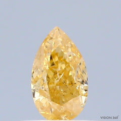 0.28 Carat Natural Fancy Intense Orange Yellow color Diamond ,Pear Modified Brilliant Cut Diamond , i1 Clarity , for jewellery