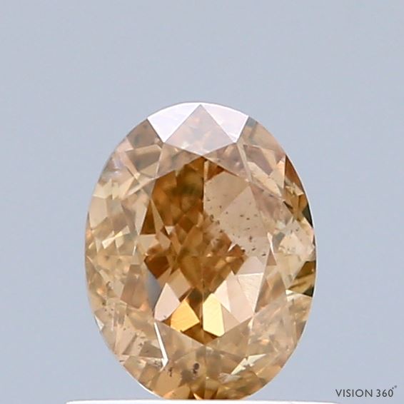 0.93 Carat Natural Fancy Deep Brownish Orangy Yellow color Diamond ,Oval Modified Brilliant Cut Diamond , Vs1 Clarity